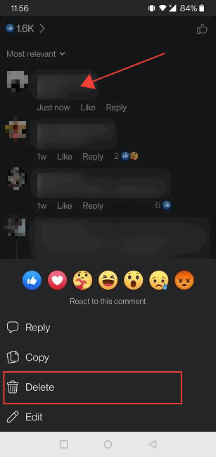 Delete Facebook Comments Mobile Personal