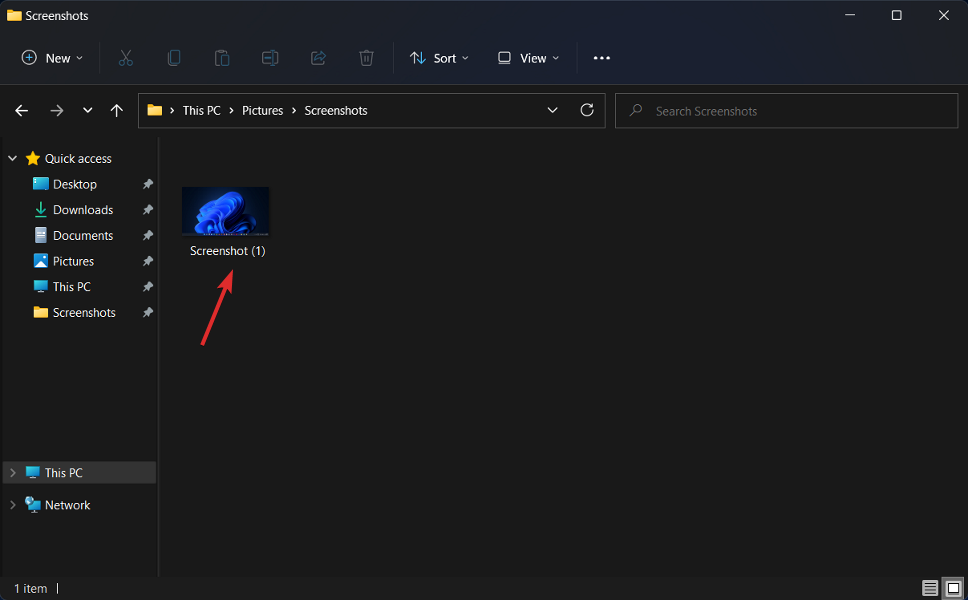 PNG-скриншот в папке 'Снимки экрана' на HP Envy x360