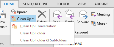 Снимок экрана: меню выбора опций Clean Up