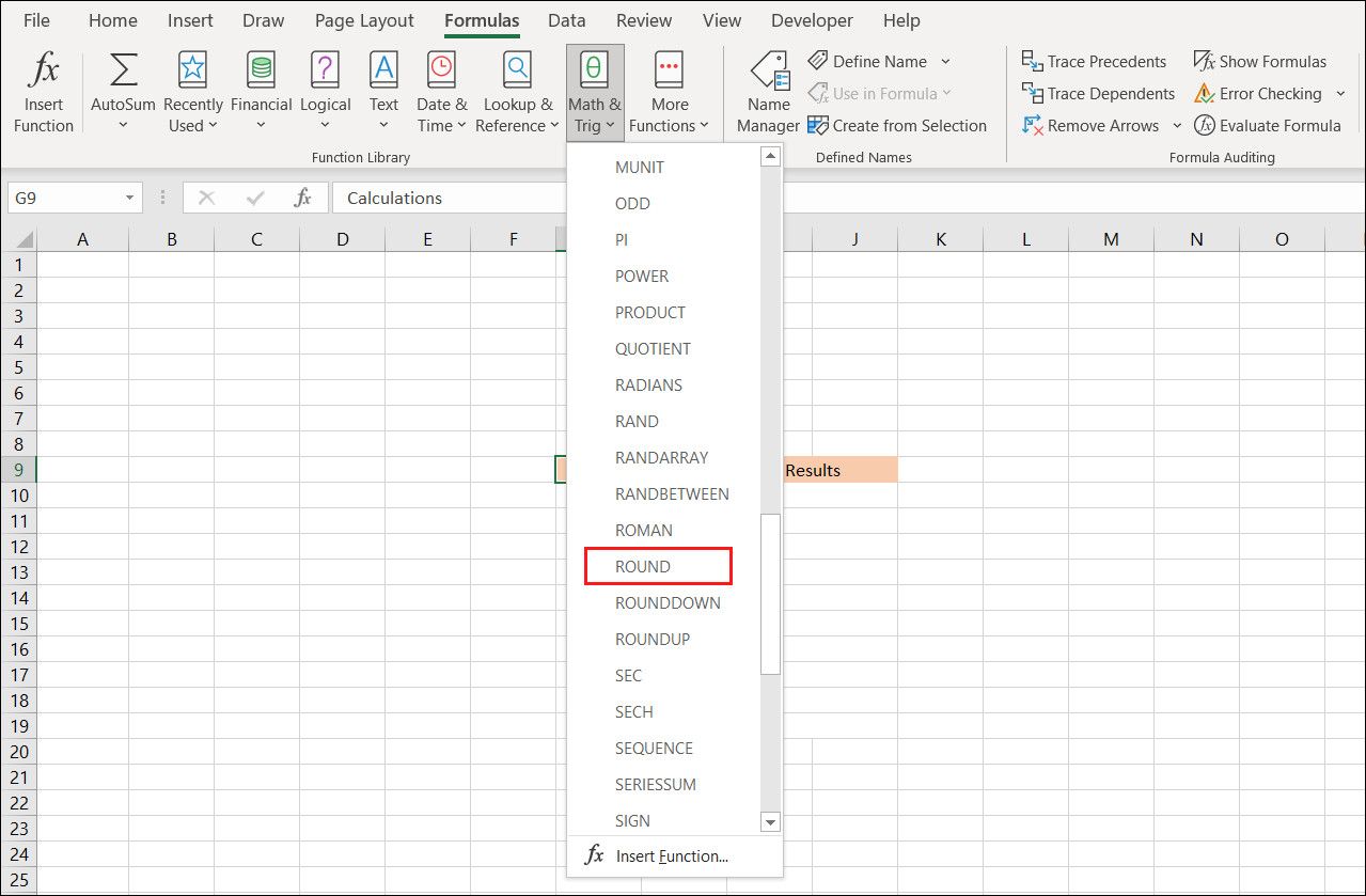 Функция ROUND в Excel