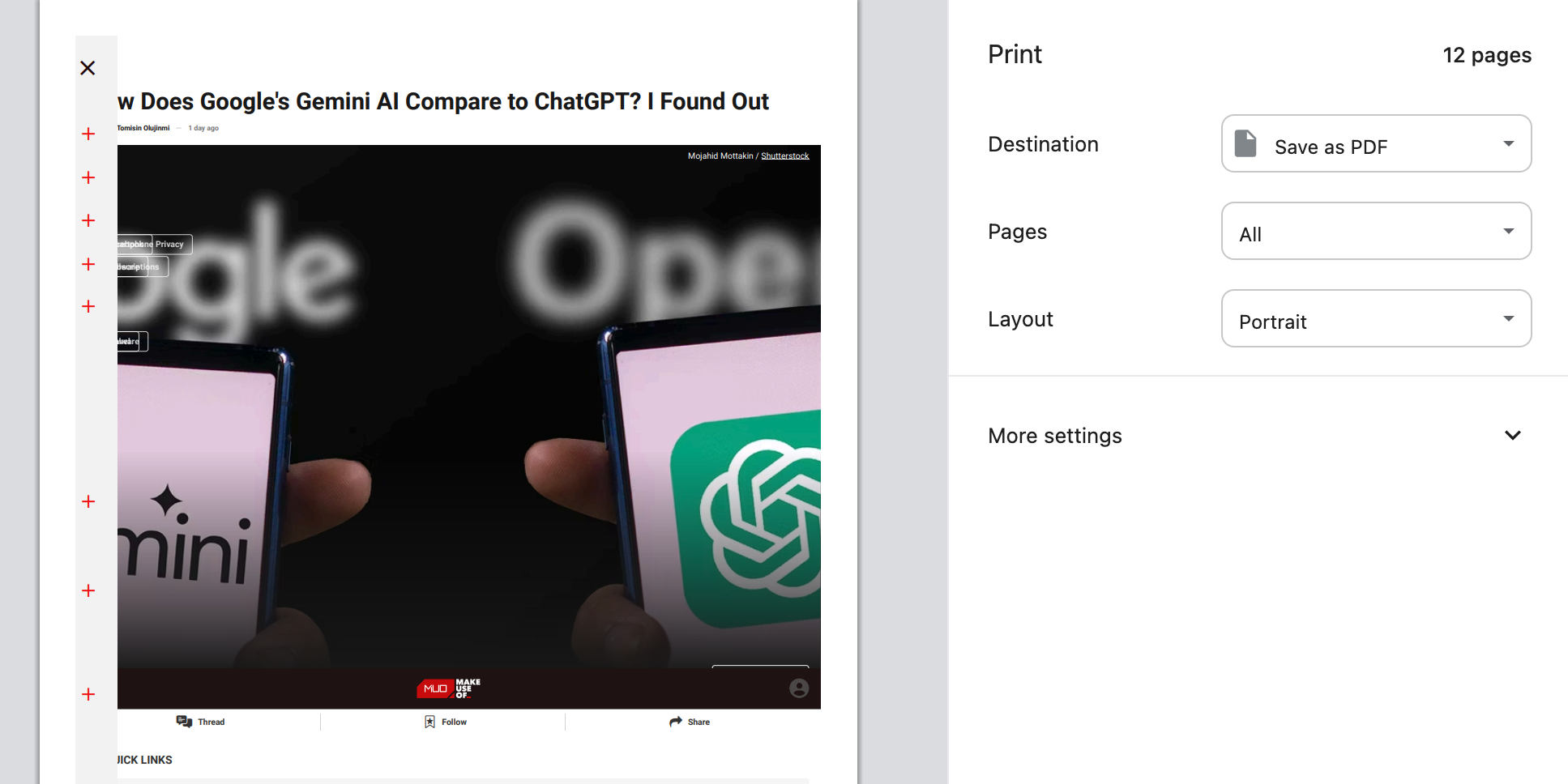 Диалог печати с опцией Сохранить как PDF