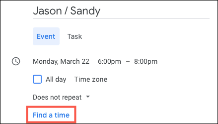 Нажмите Find a Time, чтобы увидеть оба календаря