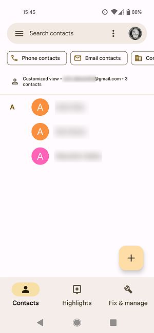 Просмотр контактов только выбранной метки в Google Контакты.