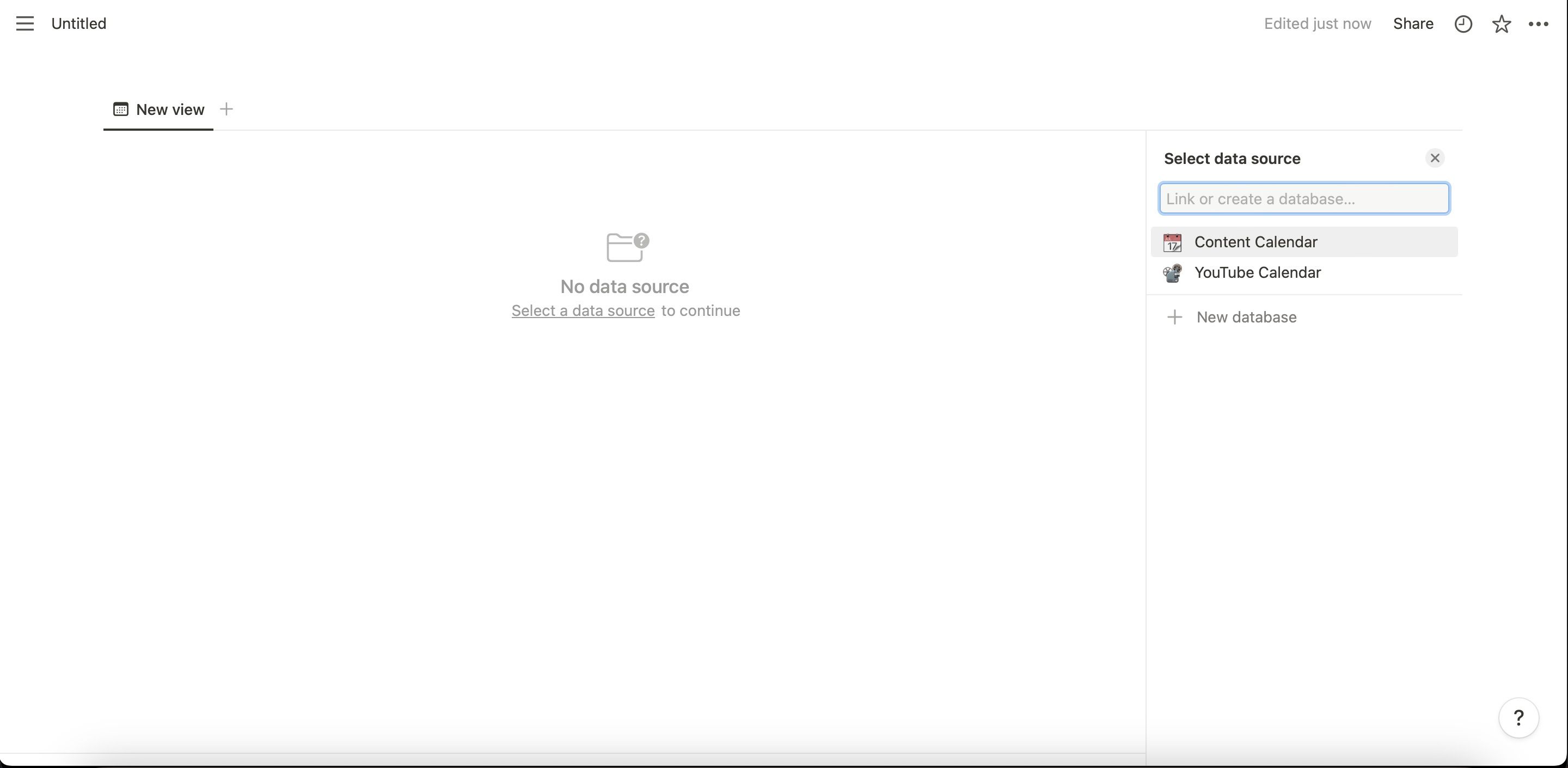 Создание новой базы данных в Notion