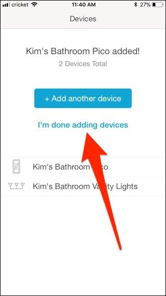 Экран с подтверждением завершения добавления устройств в приложении