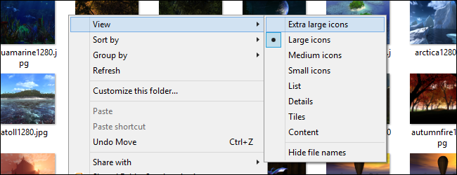 Контекстное меню при щелчке правой кнопкой мыши в папке