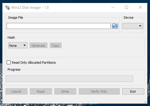 Процесс записи образа на USB в Win32 Disk Imager