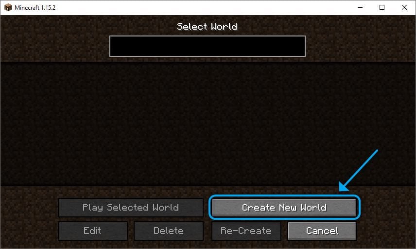 Процесс создания нового мира в Minecraft