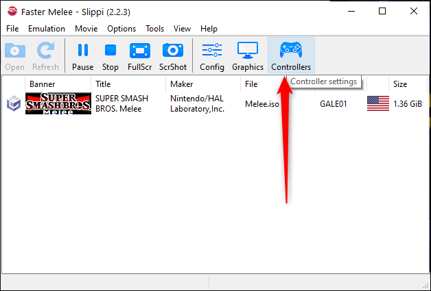 Нажмите Configure в панели контроллеров Dolphin
