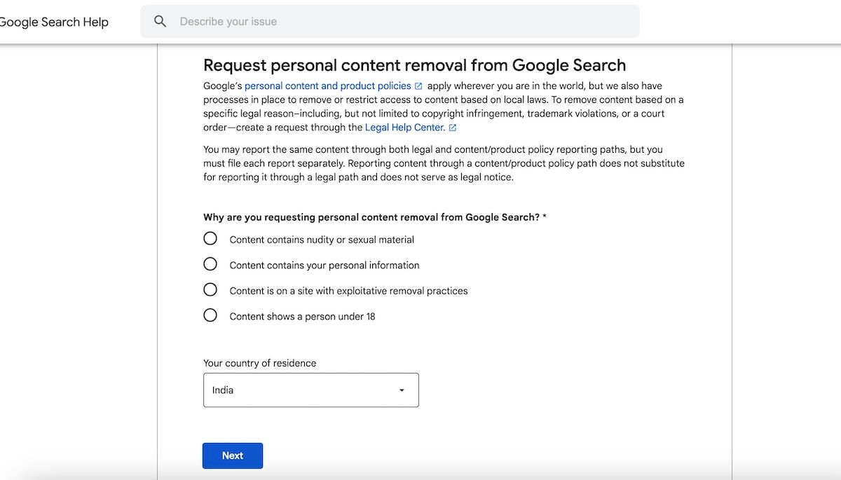personal content removal