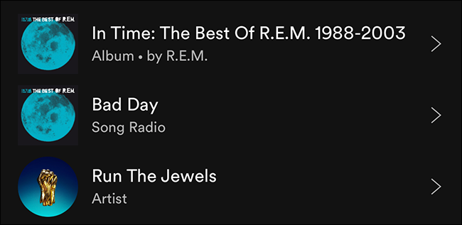 Скриншот: Spotify воспроизвел Song Radio после трека Bad Day