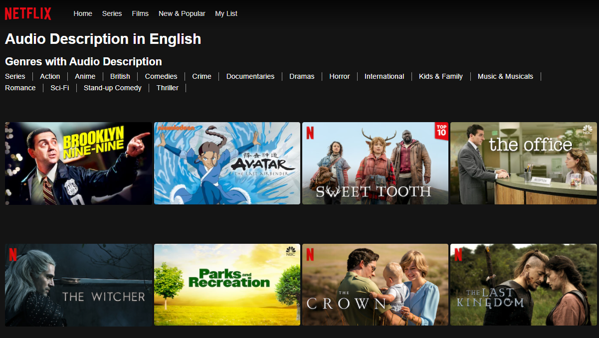 Netflix audio description shows