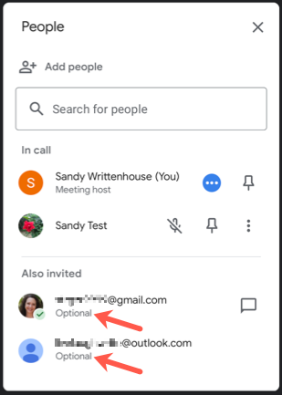 Отмеченные как необязательные участники из Google Календаря