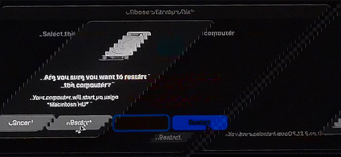 Подтверждение перезагрузки в macOS