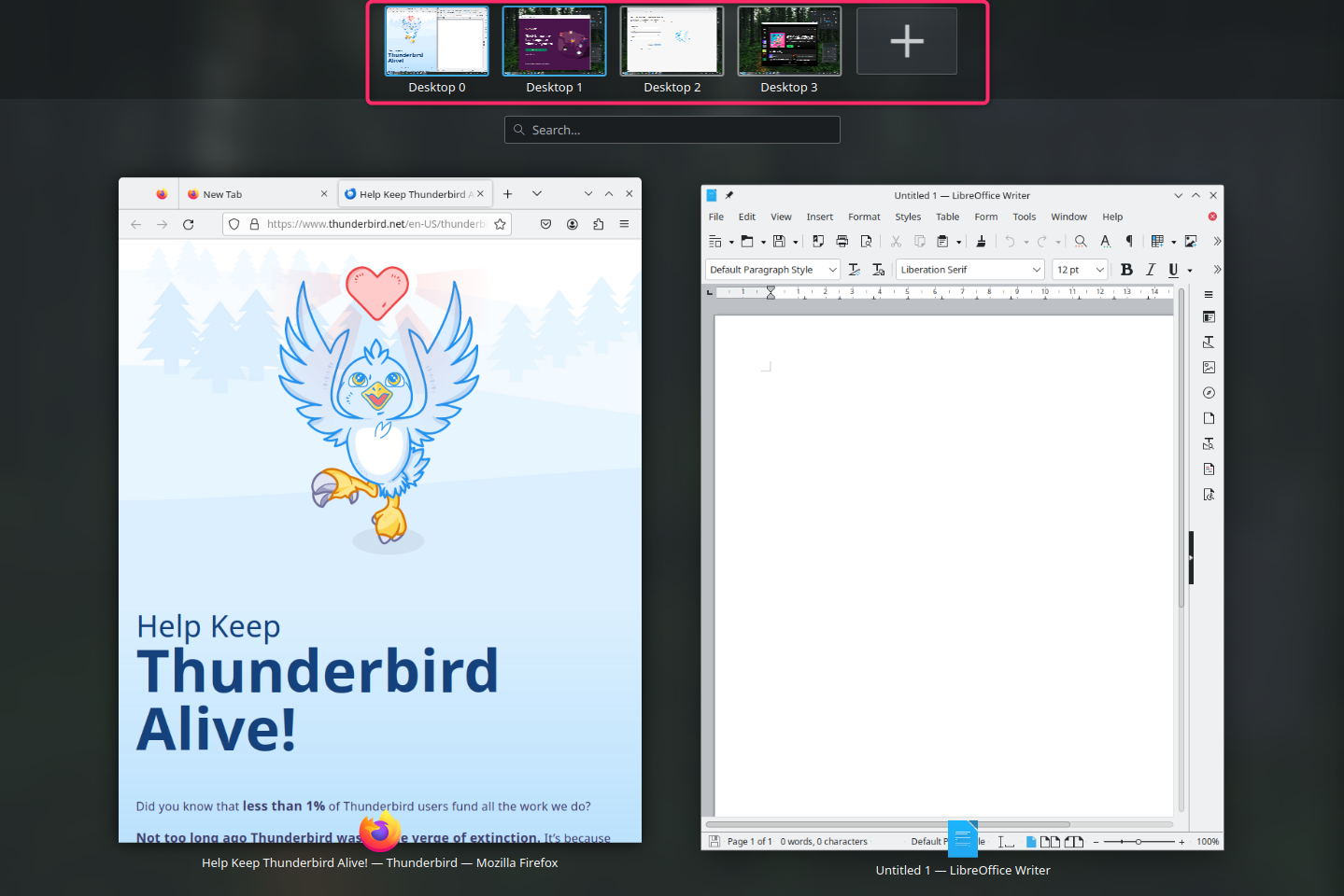 Виртуальные рабочие столы Activity «Работа», занятые приложениями