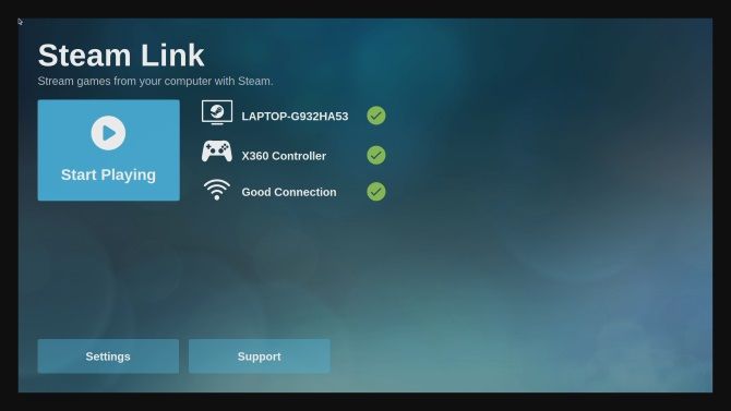 Главное меню Steam Link