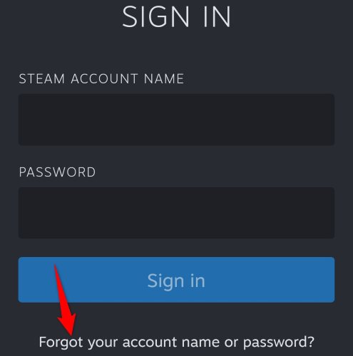 Выберите «Забыли имя учётной записи или пароль?»