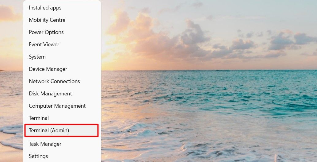 Откройте PowerShell через меню быстрого доступа
