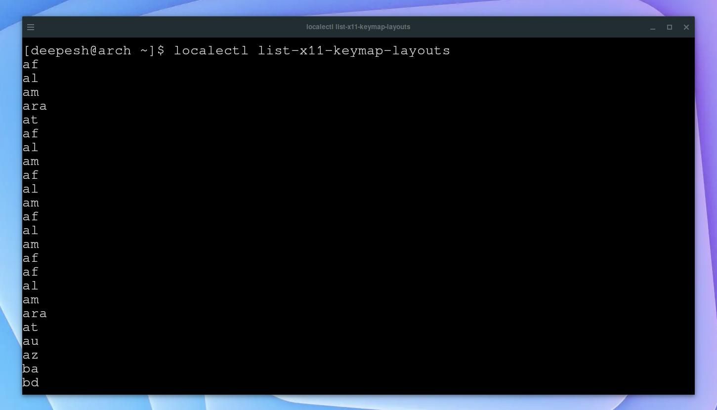 список раскладок через localectl