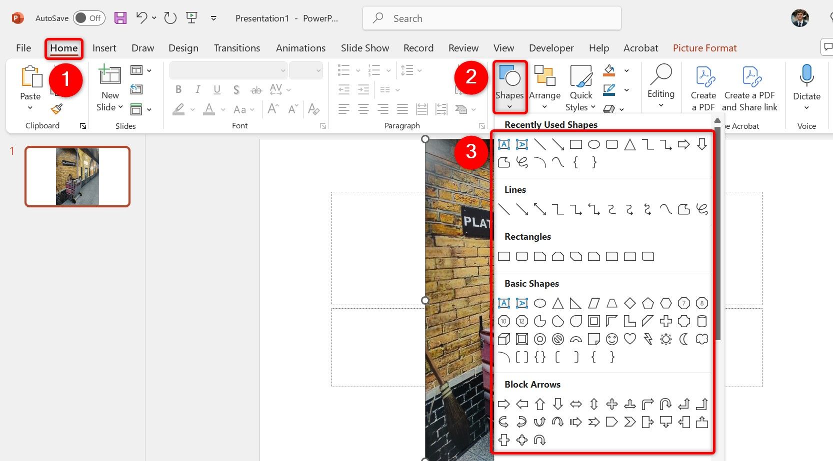 Параметры фигуры и заливки в PowerPoint