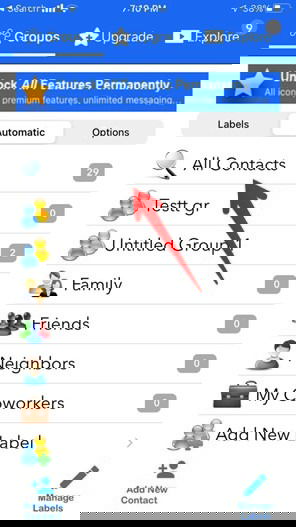 Приложение Groups для массового удаления контактов