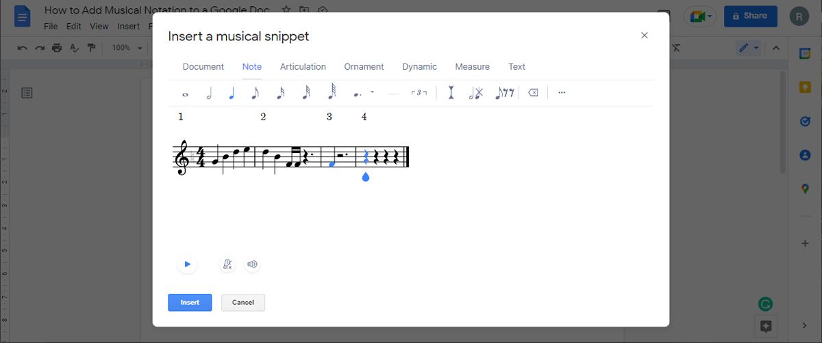 Панель Flat for Docs: вкладки Measure, Note, Dynamics