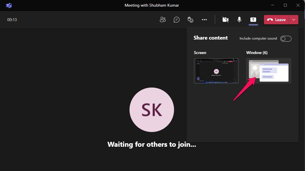 Выбор окна для демонстрации в Microsoft Teams