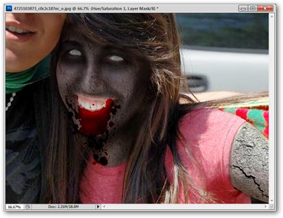 Режим наложения Multiply даёт тёмный зловещий эффект