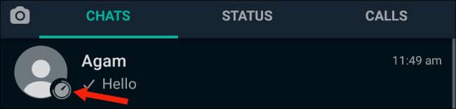 Иконка таймера — признак включённых исчезающих сообщений в WhatsApp