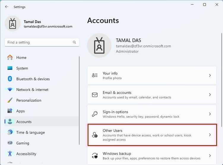 Панель с кнопкой изменения пароля в параметрах учётной записи