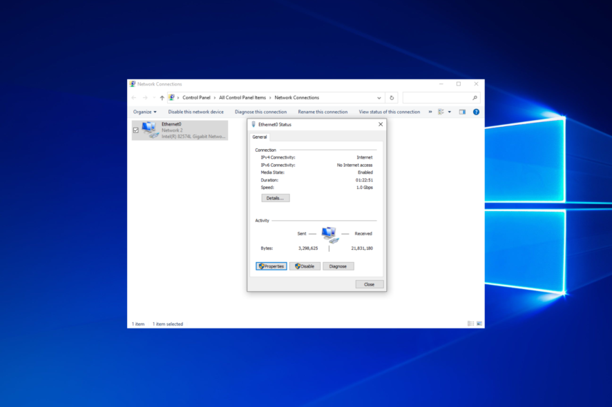 Проверка скорости сетевой карты — Windows 10