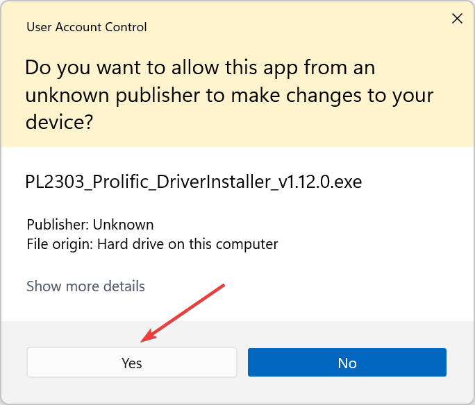 Запрос контроля учётных записей Windows — нажмите Да