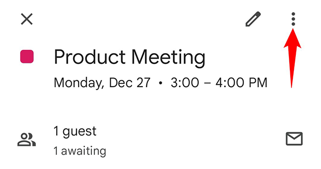 Нажмите на три точки в правом верхнем углу страницы события.