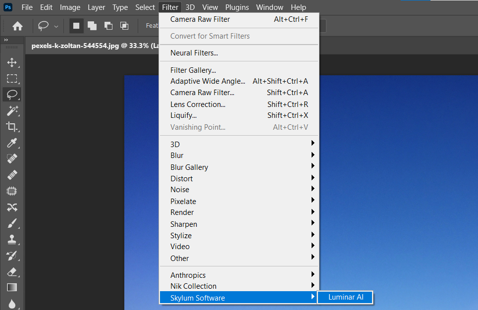 Открыть Luminar AI — скриншот
