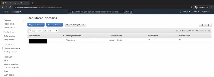 Список зарегистрированных доменов