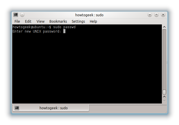 Установка пароля root командой passwd