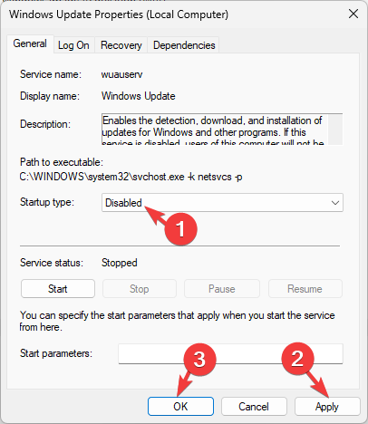 Выбор типа запуска и установка Disabled для службы Intel DAL
