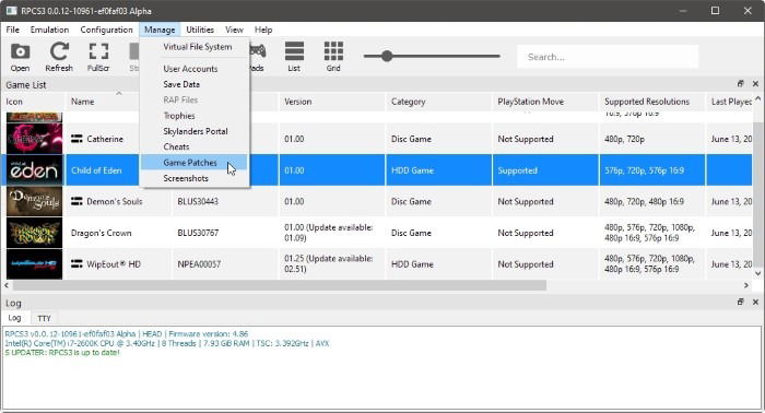 Ps3 On The Pc With Rpcs3 Game Patches Option