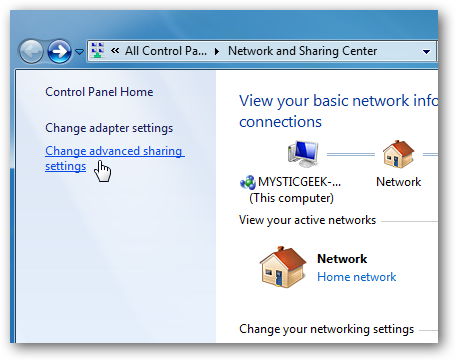 Включение обнаружения сети и общего доступа в Windows 7