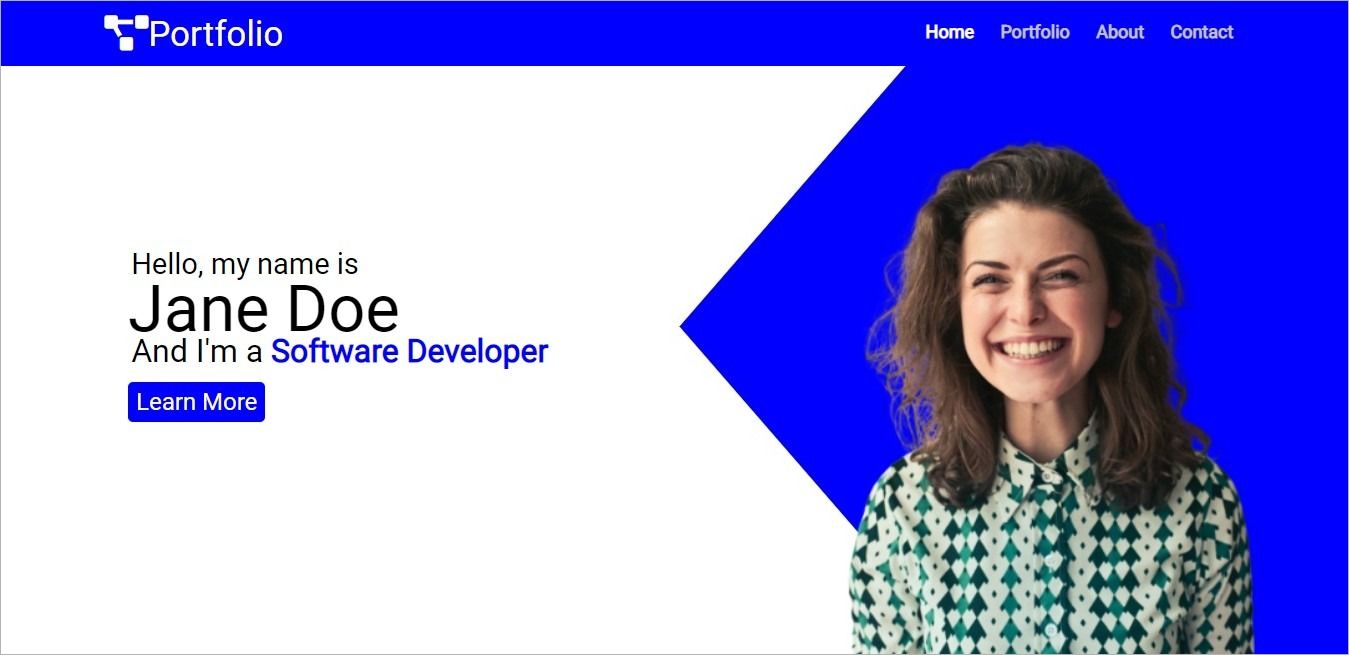 Пример домашней страницы сайта-портфолио