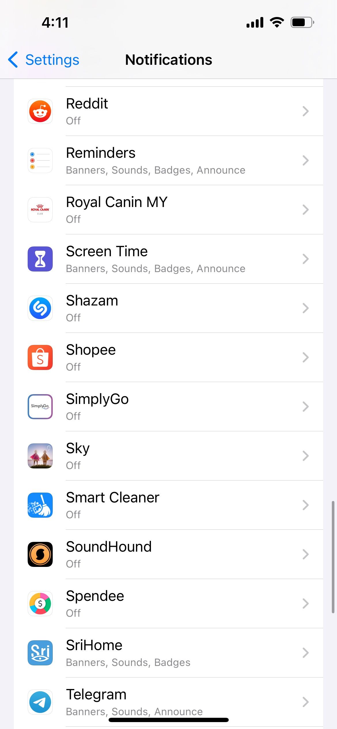 настройки уведомлений на iPhone