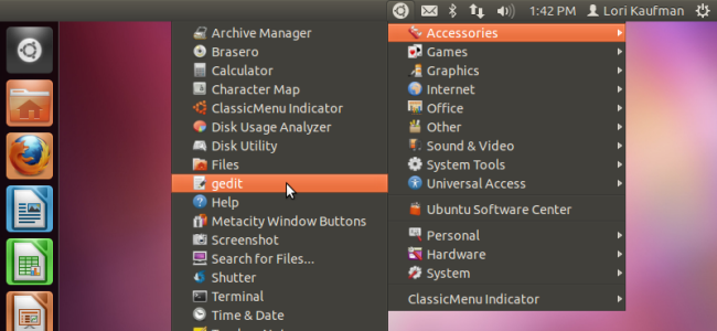 Classic Gnome Menu в Unity на Ubuntu 11.10