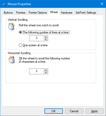 Параметры вертикальной прокрутки и горизонтальной прокрутки