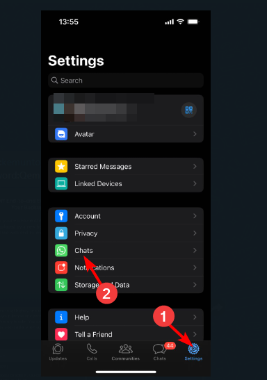 Настройки чатов WhatsApp на iPhone