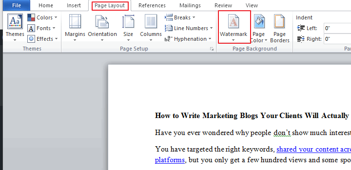 Галерея готовых водяных знаков в Word