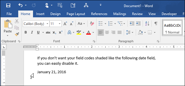 Пример документа без заливки полей