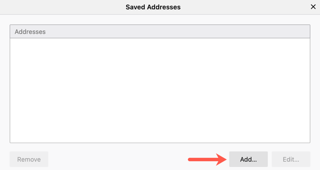 Кнопка Добавить для адреса