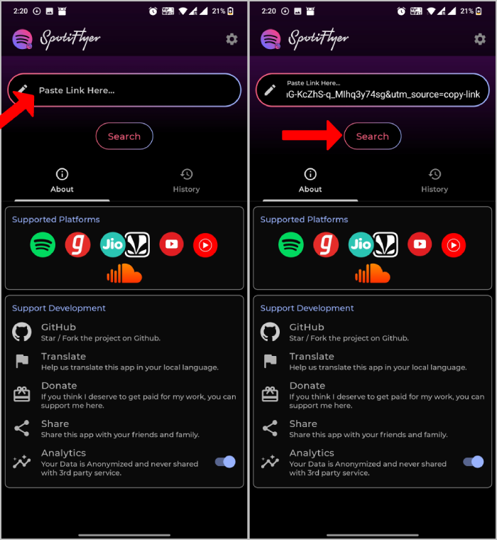 поиск через spotiflyer