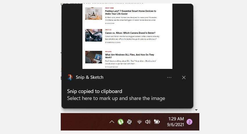 Ярлык Snip and Sketch в Windows 11