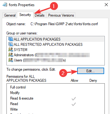 security tab add fonts to gimp